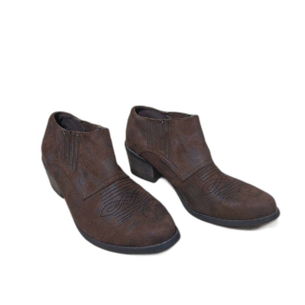 Coconut by Matisse booties Womens 7.5 brown Axle western slide on stretch Retro